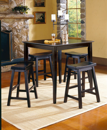 Solid Wood 24-inch Counter Height Stools - Black Set of 2
