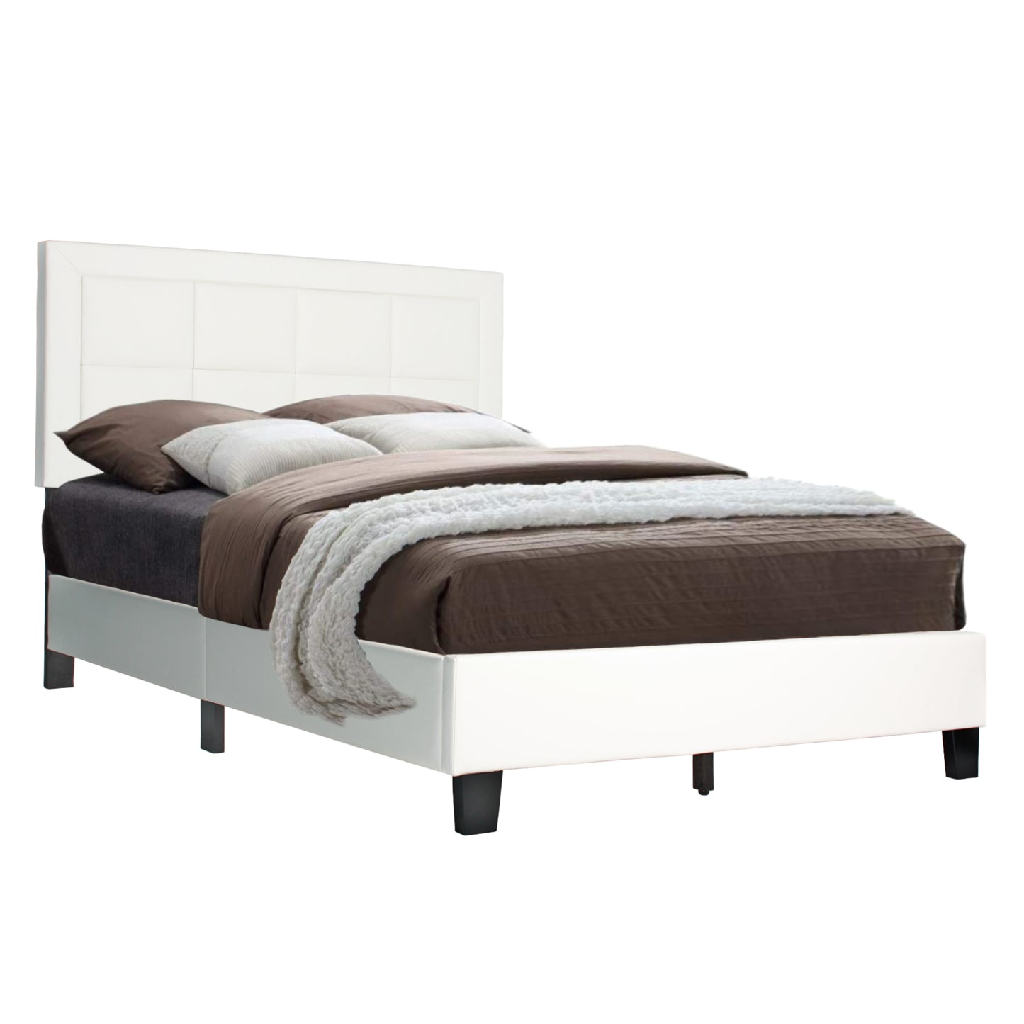 Go Green Woods Elegant Faux Leather Upholstered Panel Bed Full