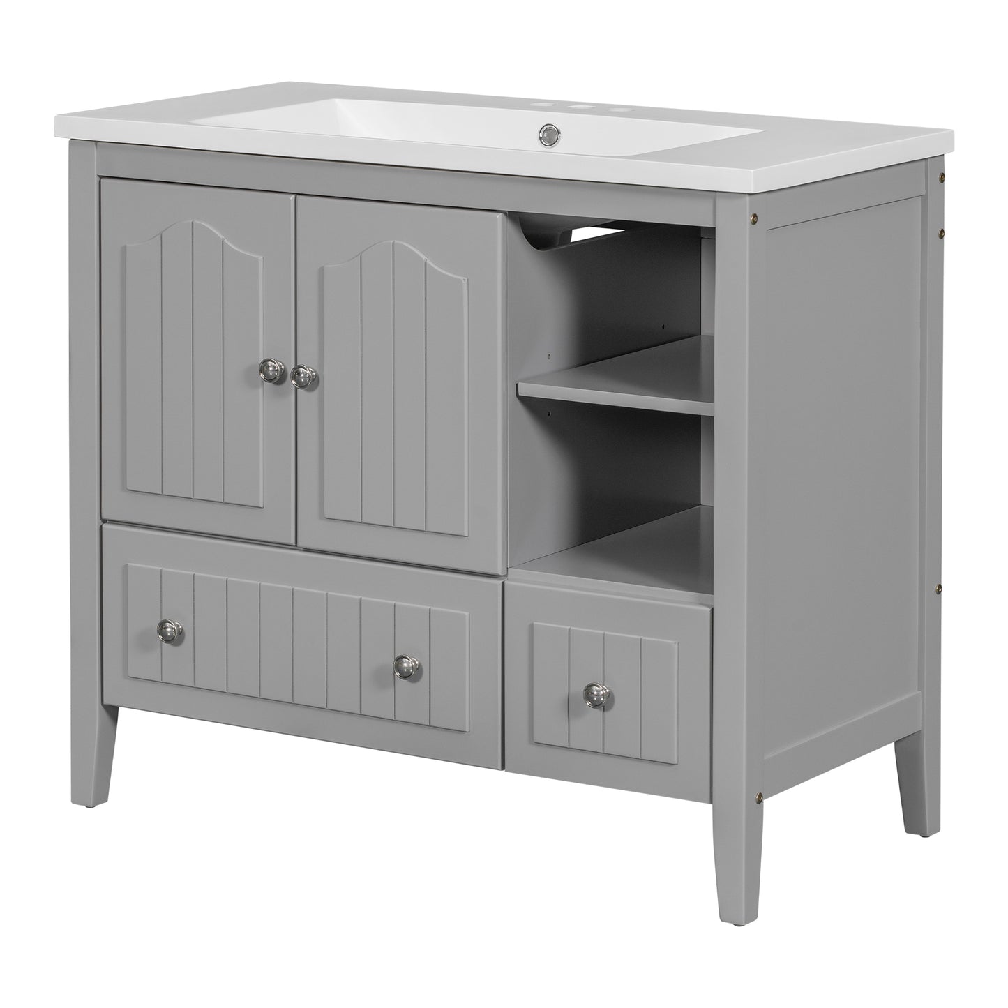 Oasis Bathroom Vanity with Ceramic Basin, Metal Handles