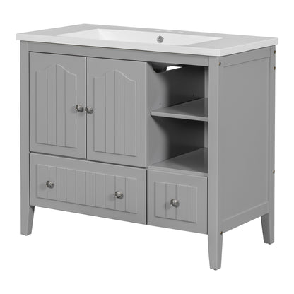 Oasis Bathroom Vanity with Ceramic Basin, Metal Handles