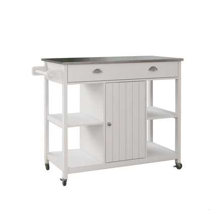 Oliver Stainless Steel Countertop white Kicthen Cart