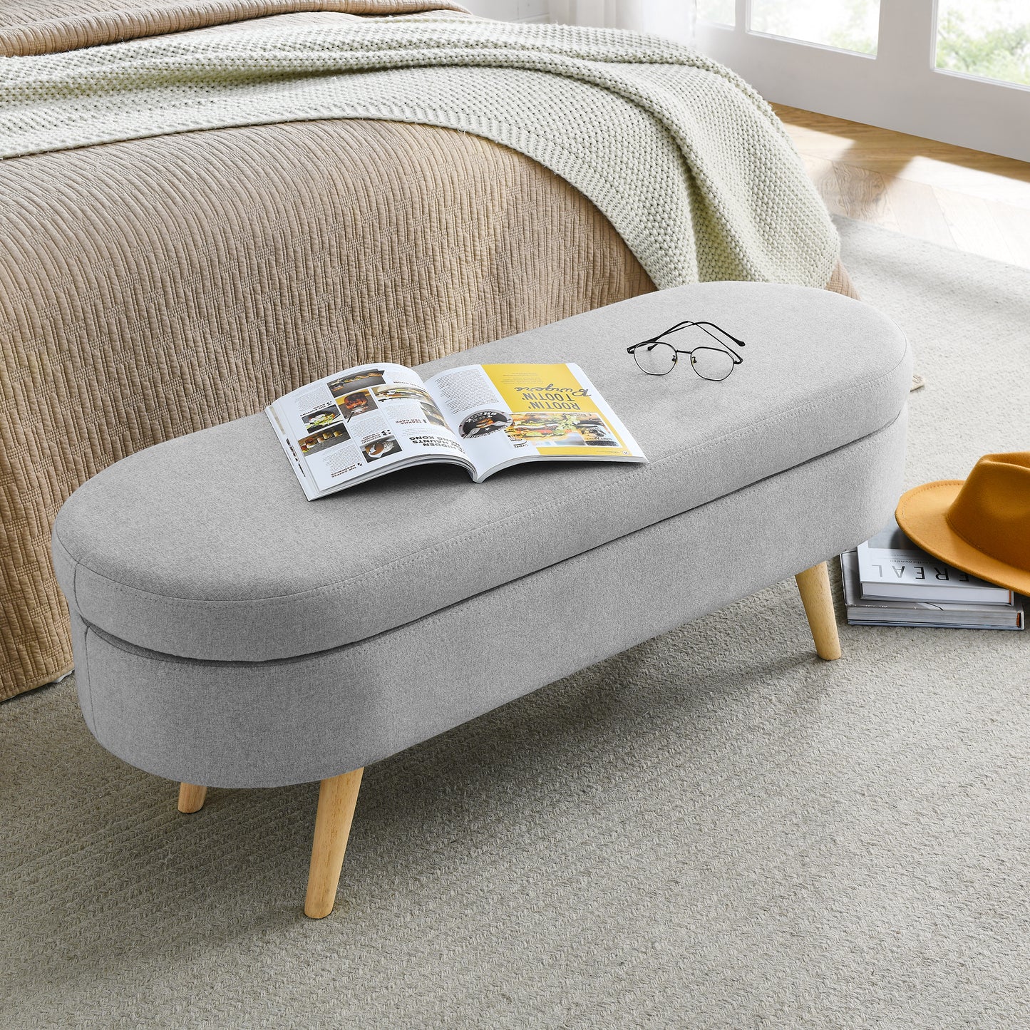 Amari Ottoman Storage Benches - Gray