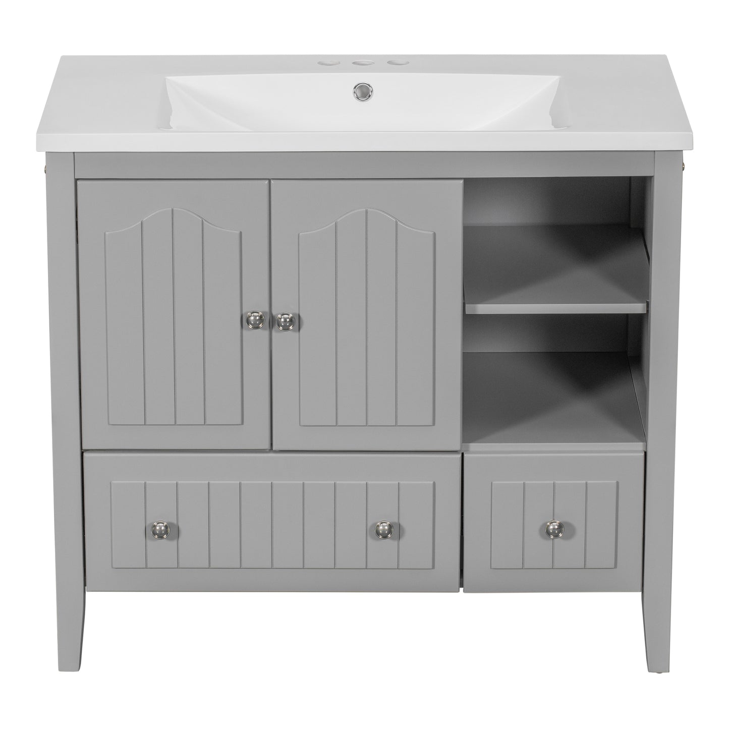 Oasis Bathroom Vanity with Ceramic Basin, Metal Handles