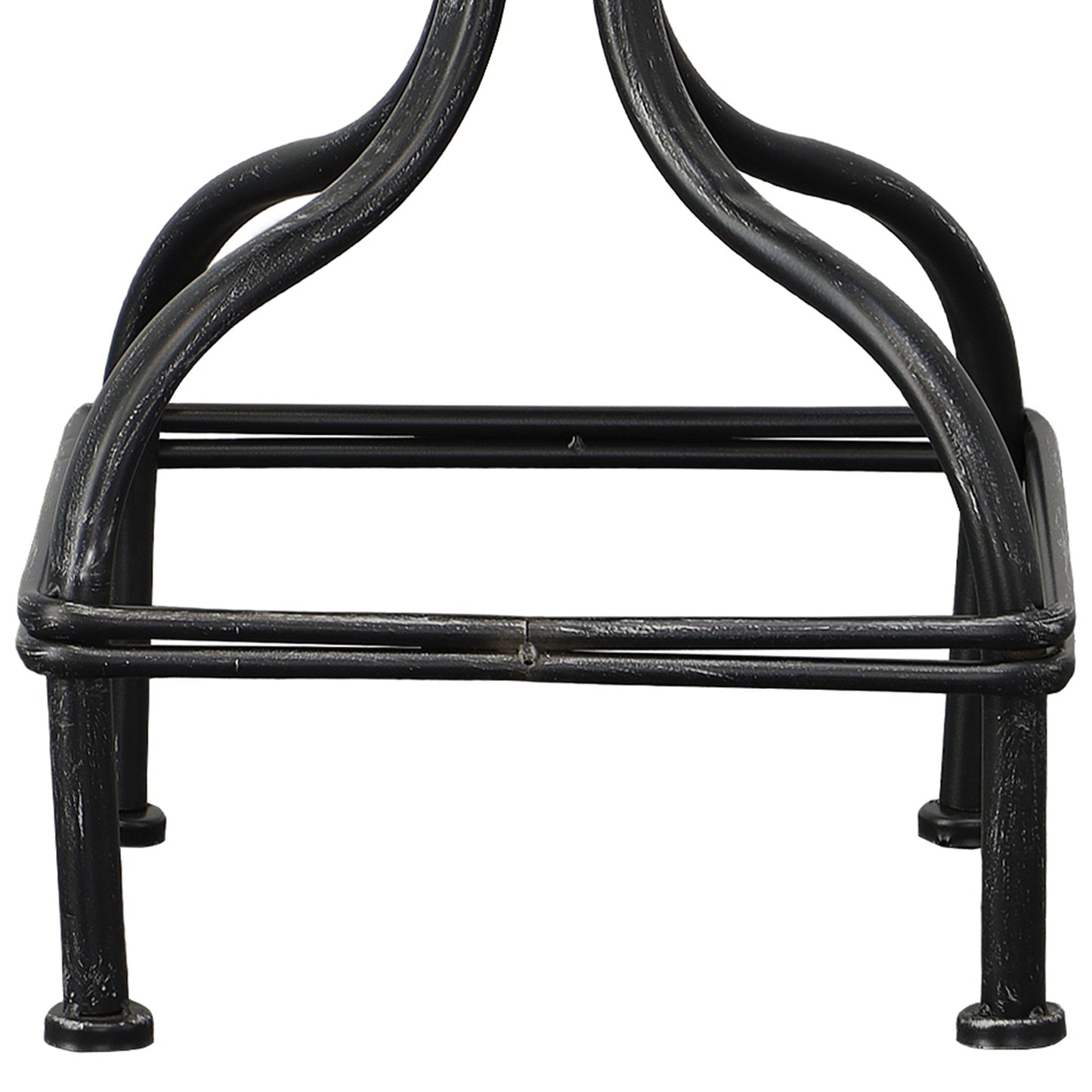 Twisted Vintage Metal Frame Swivel Counter Bar Stool with Round Seat - Black