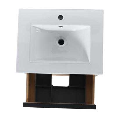 Bathroom Vanity with 2 Soft Close drawers and White Ceramic Basin
