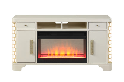 Jasmine TV Stand With Electric Fireplace - Beige