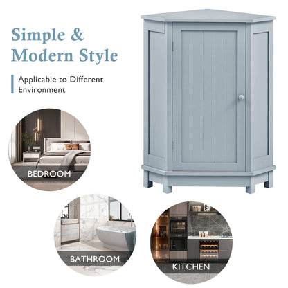 Modern Triangle Corner Cabinet - Blue