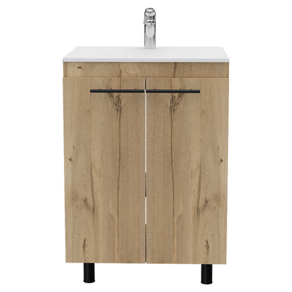 Joy Bathroom Set, Linen Cabinet + Standing Sink Cabinet - Light Oak