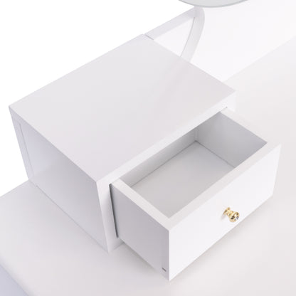 Makeup Vanity Set with 3-Color Dimmable Lighted Mirror and Stool