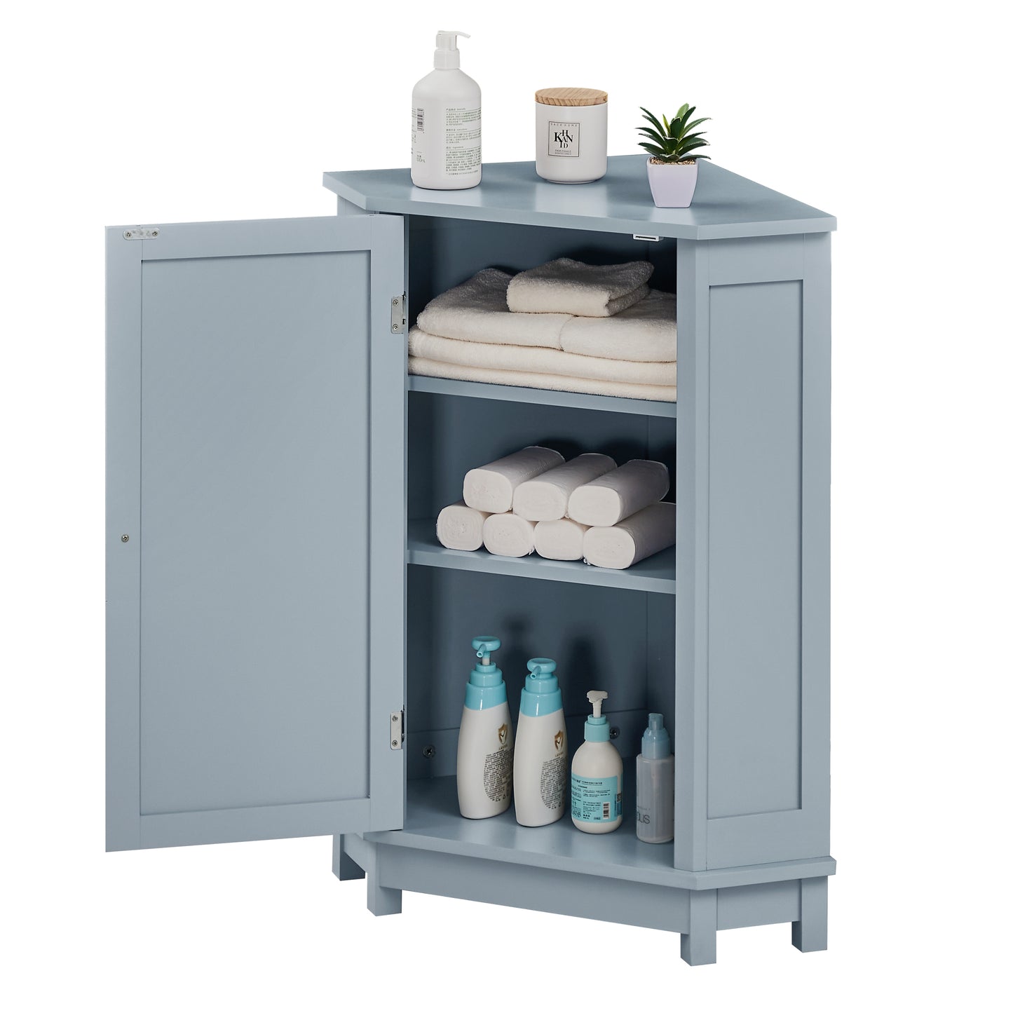 Modern Triangle Corner Cabinet - Blue