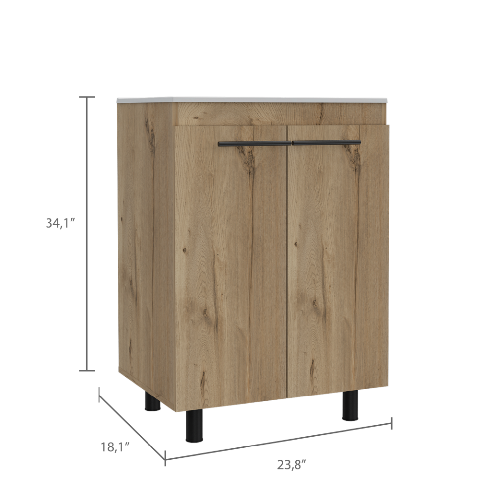 Joy Bathroom Set, Linen Cabinet + Standing Sink Cabinet - Light Oak