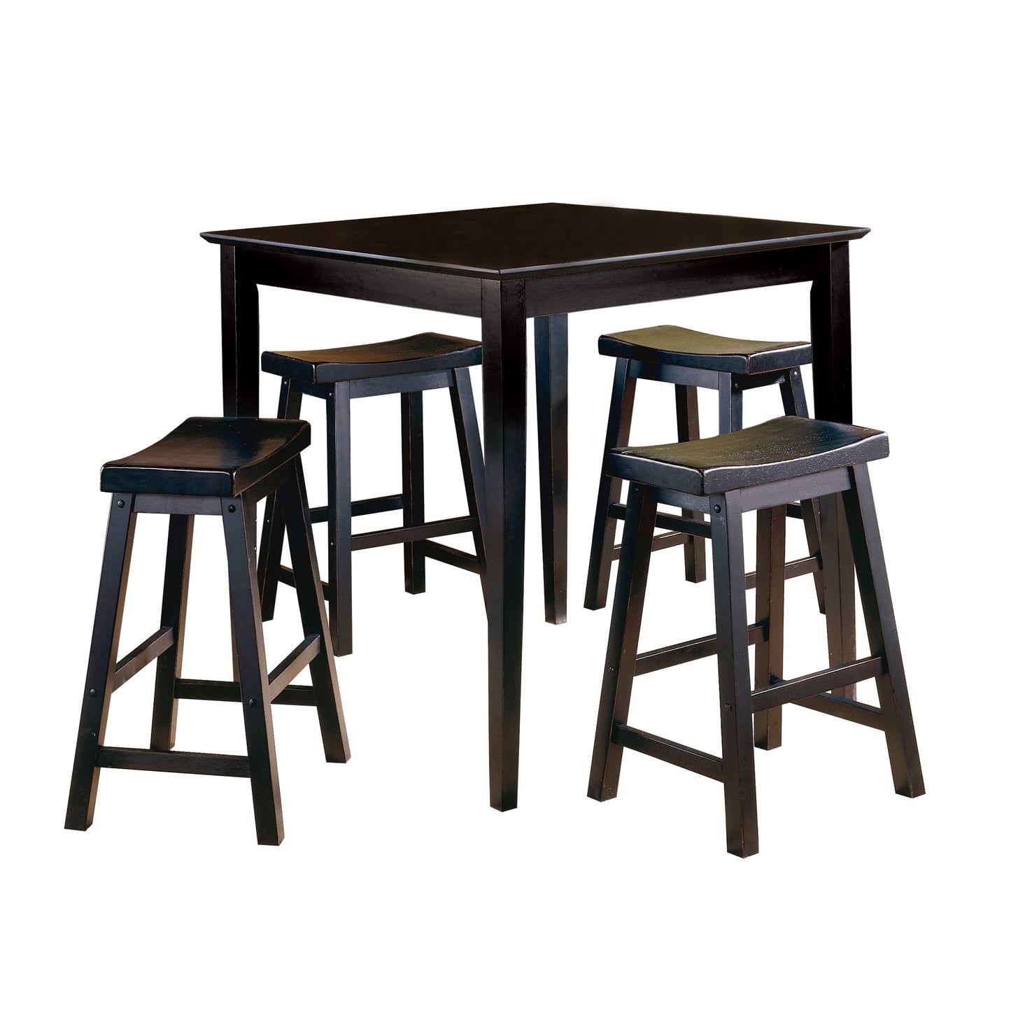 Solid Wood 24-inch Counter Height Stools - Black Set of 2