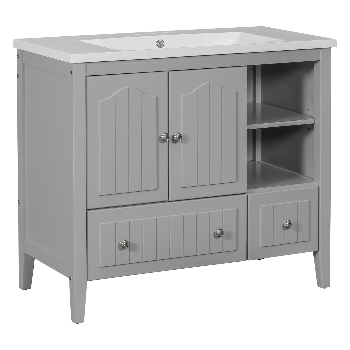 Oasis Bathroom Vanity with Ceramic Basin, Metal Handles