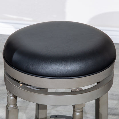 Viva Counter Stool, Weathered Gray Finish, Black Leather Seat