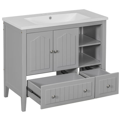 Oasis Bathroom Vanity with Ceramic Basin, Metal Handles