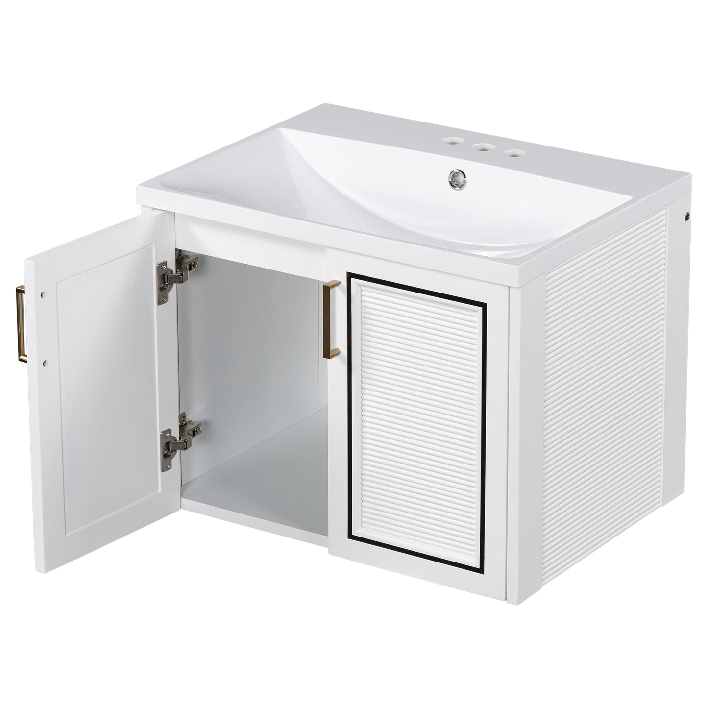 Bliss Bathroom Vanity with Ceramic Basin, Two Shutter Doors
