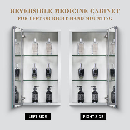 15 x 26 Inch Medicine Cabinet with Mirror Aluminum Bathroom Adjustable shelf