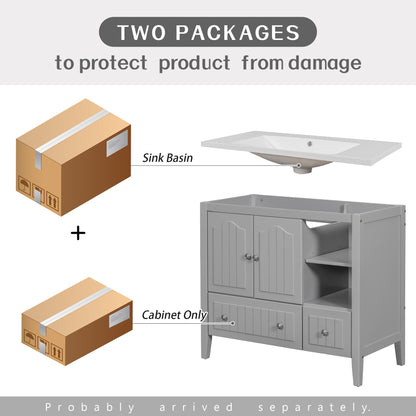 Oasis Bathroom Vanity with Ceramic Basin, Metal Handles