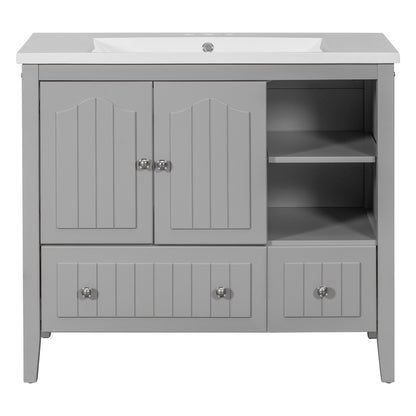 Oasis Bathroom Vanity with Ceramic Basin, Metal Handles