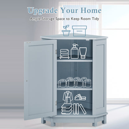Modern Triangle Corner Cabinet - Blue
