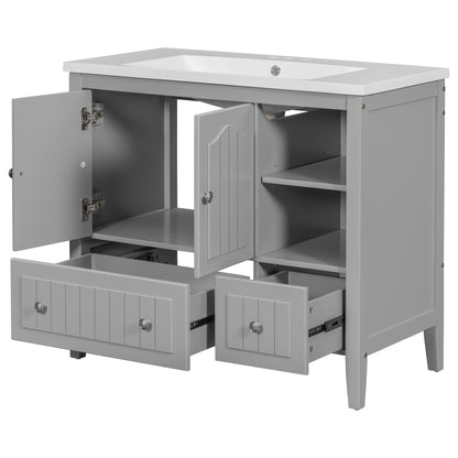 Oasis Bathroom Vanity with Ceramic Basin, Metal Handles