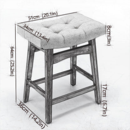 Farmhouse Counter Stools Height 25" -  Beige Set of 2