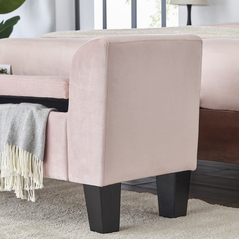 Mila Velvet Ottoman Bench with Storage - Pink