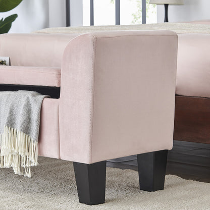 Mila Velvet Ottoman Bench with Storage - Pink