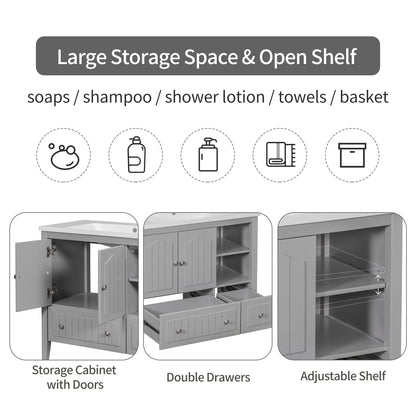 Oasis Bathroom Vanity with Ceramic Basin, Metal Handles
