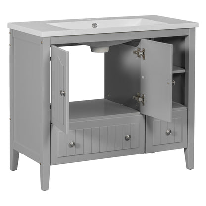 Oasis Bathroom Vanity with Ceramic Basin, Metal Handles