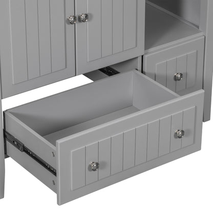 Oasis Bathroom Vanity with Ceramic Basin, Metal Handles