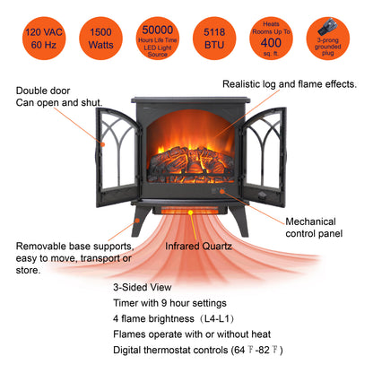 24 inch 3D Infrared Electric Stove with Remote Control