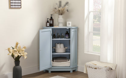Modern Triangle Corner Cabinet - Blue