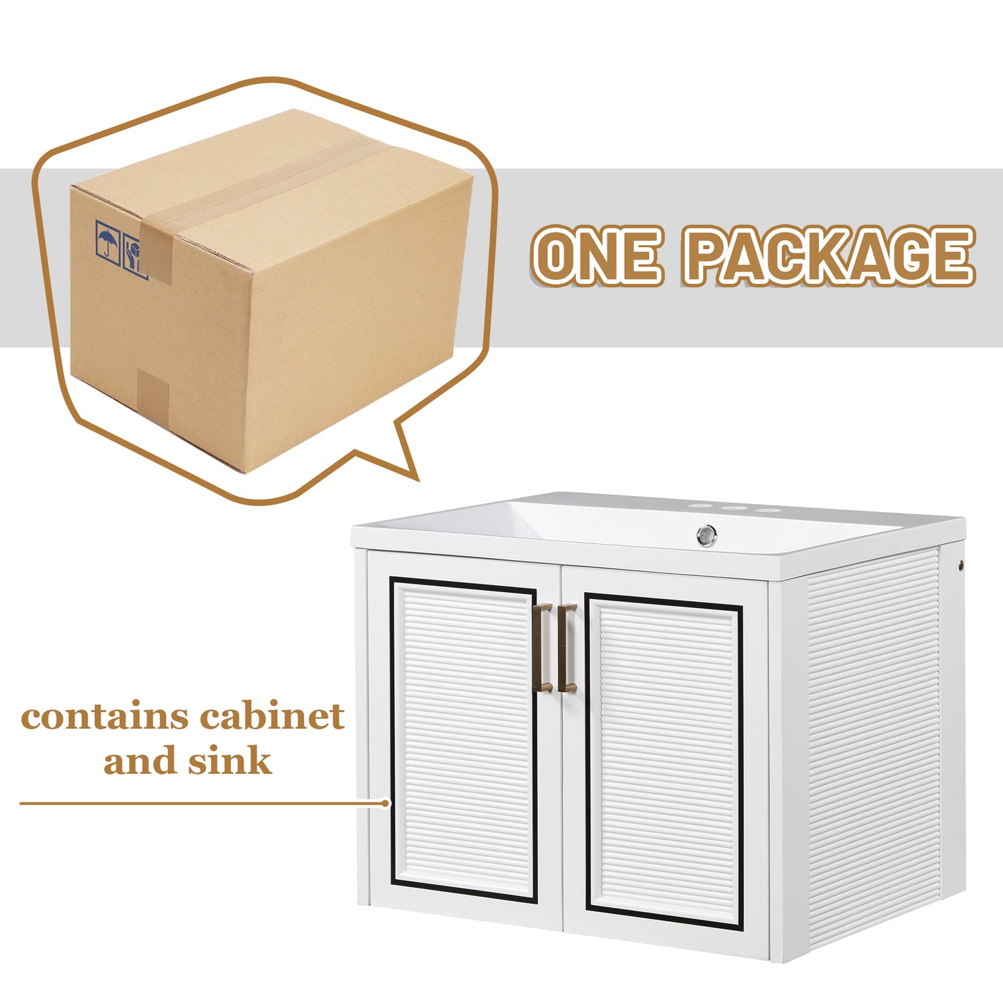 Bliss Bathroom Vanity with Ceramic Basin, Two Shutter Doors