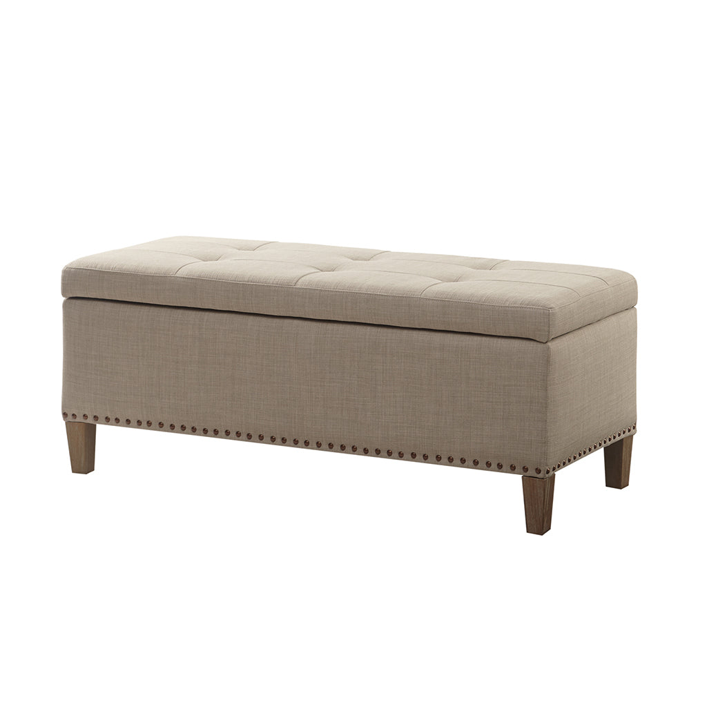 Shandra II Tufted Top Storage Bench - Taupe