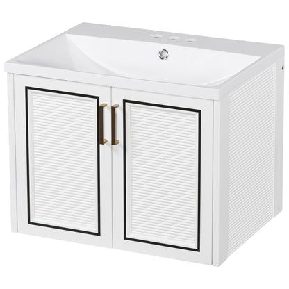 Bliss Bathroom Vanity with Ceramic Basin, Two Shutter Doors