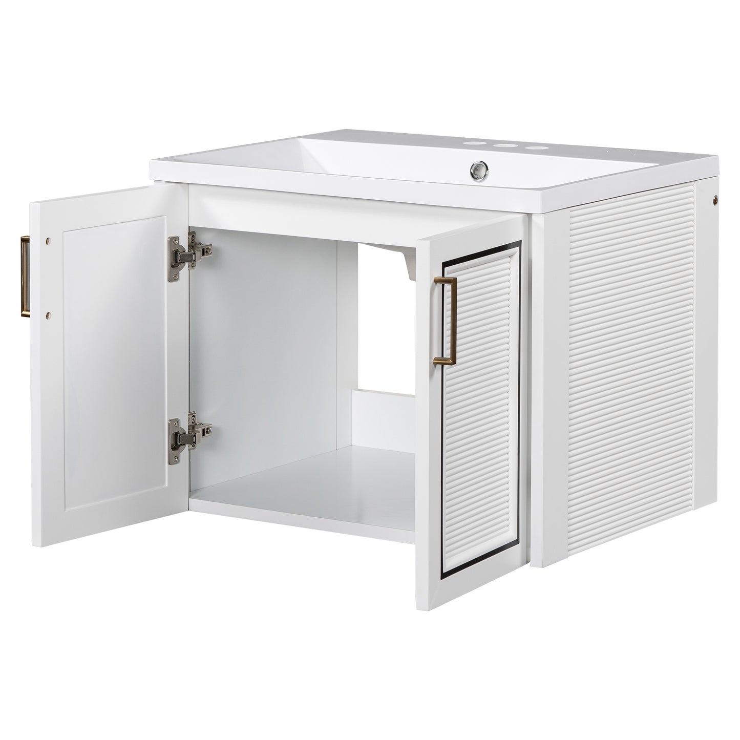 Bliss Bathroom Vanity with Ceramic Basin, Two Shutter Doors