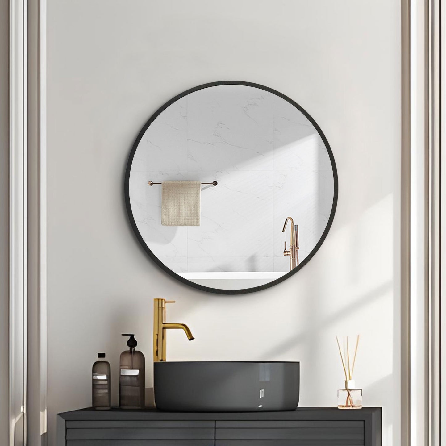Round  Metal Framed Medicine Cabinet with Mirror