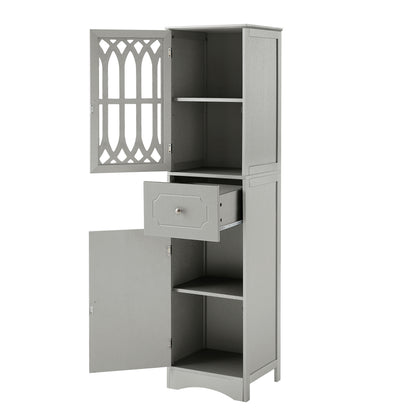 Statured Bathroom Cabinet with Drawer and Doors - Gray