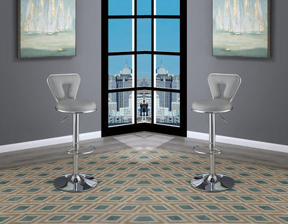 Vita Adjustable Bar stool  Faux Leather Chrome Base - Gray  Set of 2