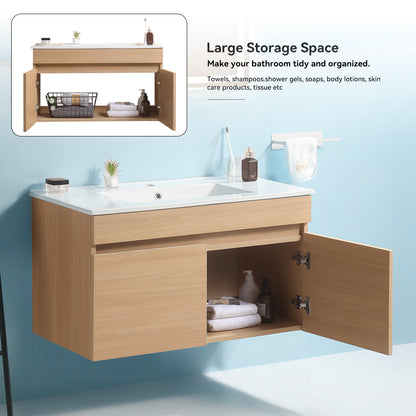 Bathroom Vanity Set with LED Mirror - Oak