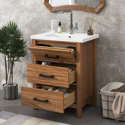 Freestanding Bathroom Vanity Cabinet with  Ceramic Basin Sink