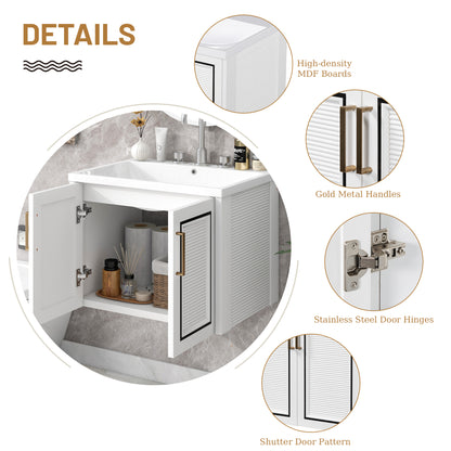 Bliss Bathroom Vanity with Ceramic Basin, Two Shutter Doors