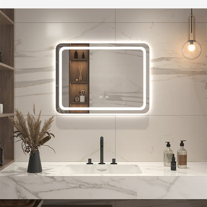 Bathroom Vanity Set with LED Mirror - Oak