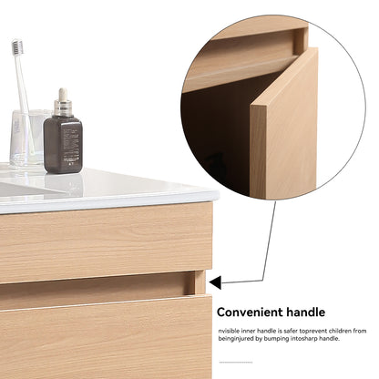 Bathroom Vanity Set with LED Mirror - Oak