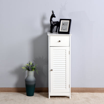 Elegant White Wood Bathroom Cabinet Set