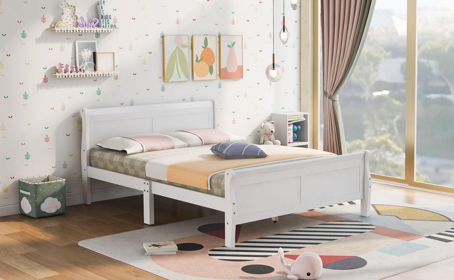 Urban Fusion Full Size Wood Platform Bed - White