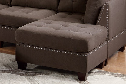 Tufted Fabric Ottoman - Coffee
