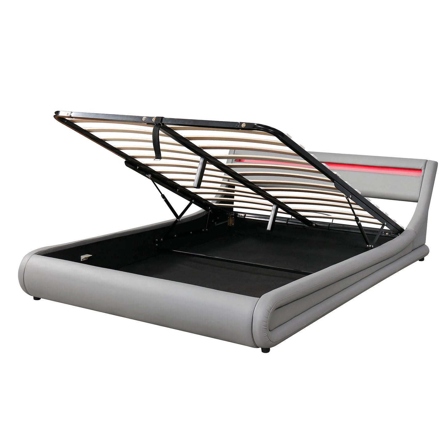 Farah Queen Size Storage Platform Bed w Hydraulic System - Grey
