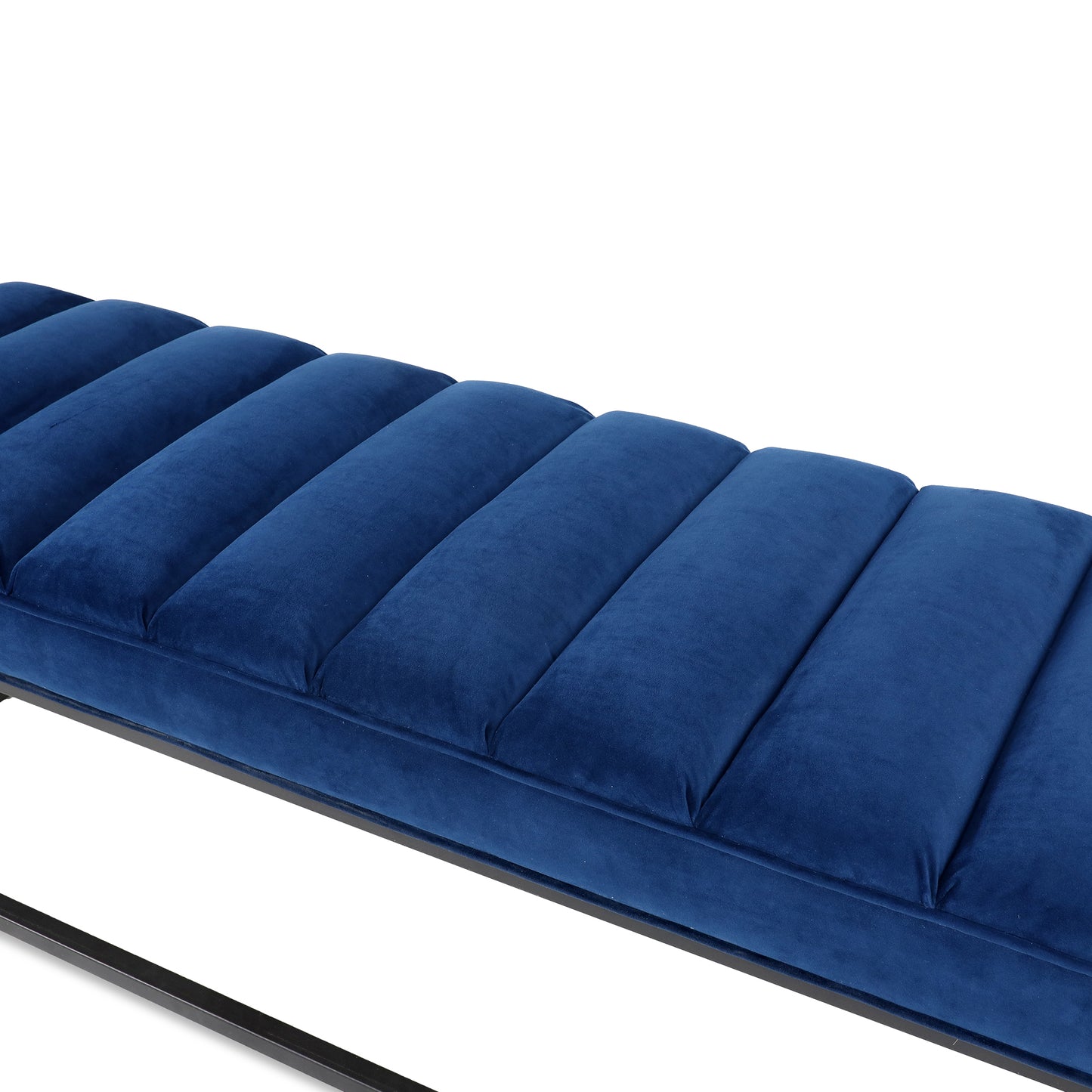 Metal Base Upholstered Bench - Navy Blue